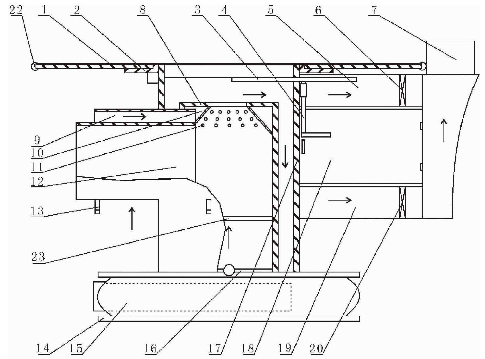 Return air gasification furnace with ring fire oven