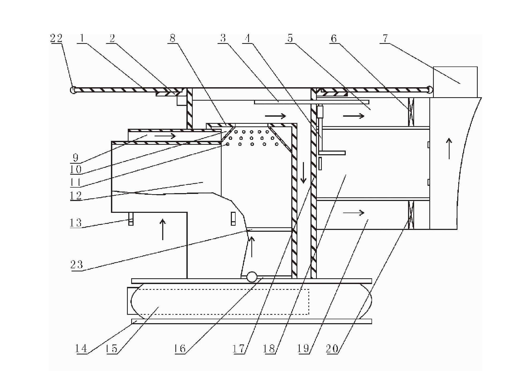 Return air gasification furnace with ring fire oven