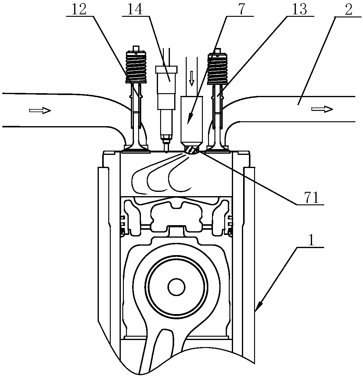 Waste gas cylinder inner direct injection turbulent combustion system and method