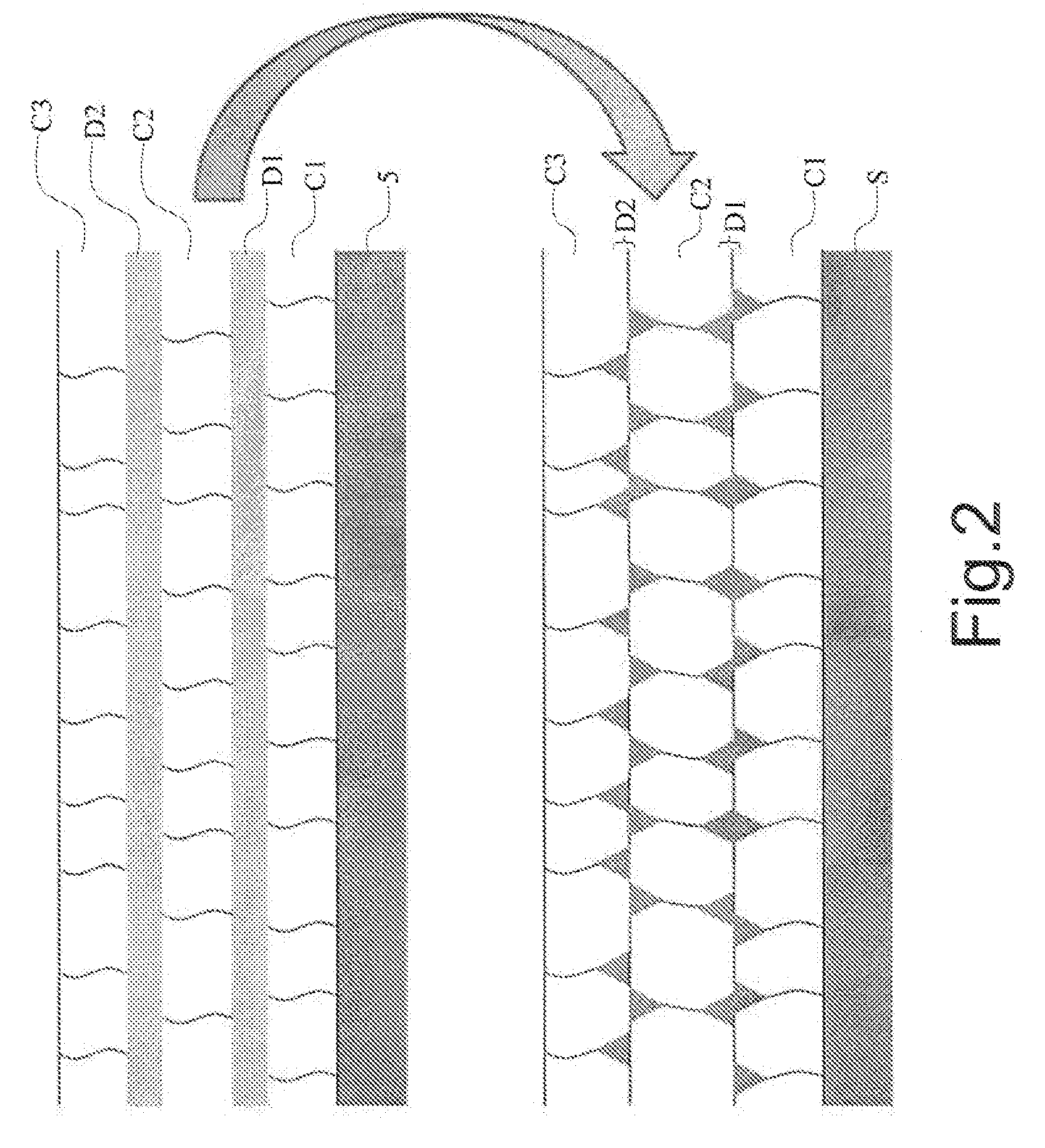 Seebeck/peltier thermoelectric conversion device employing a stack of alternated nanometric layers of conductive and dielectric material and fabrication process