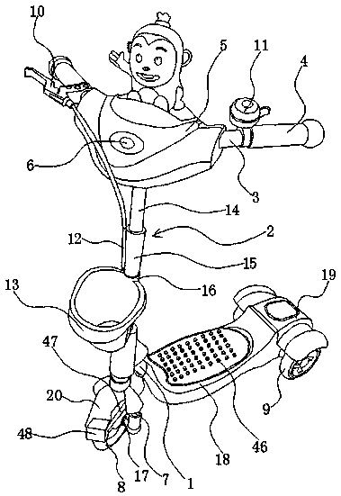 Shock absorption device of multifunctional child scooter