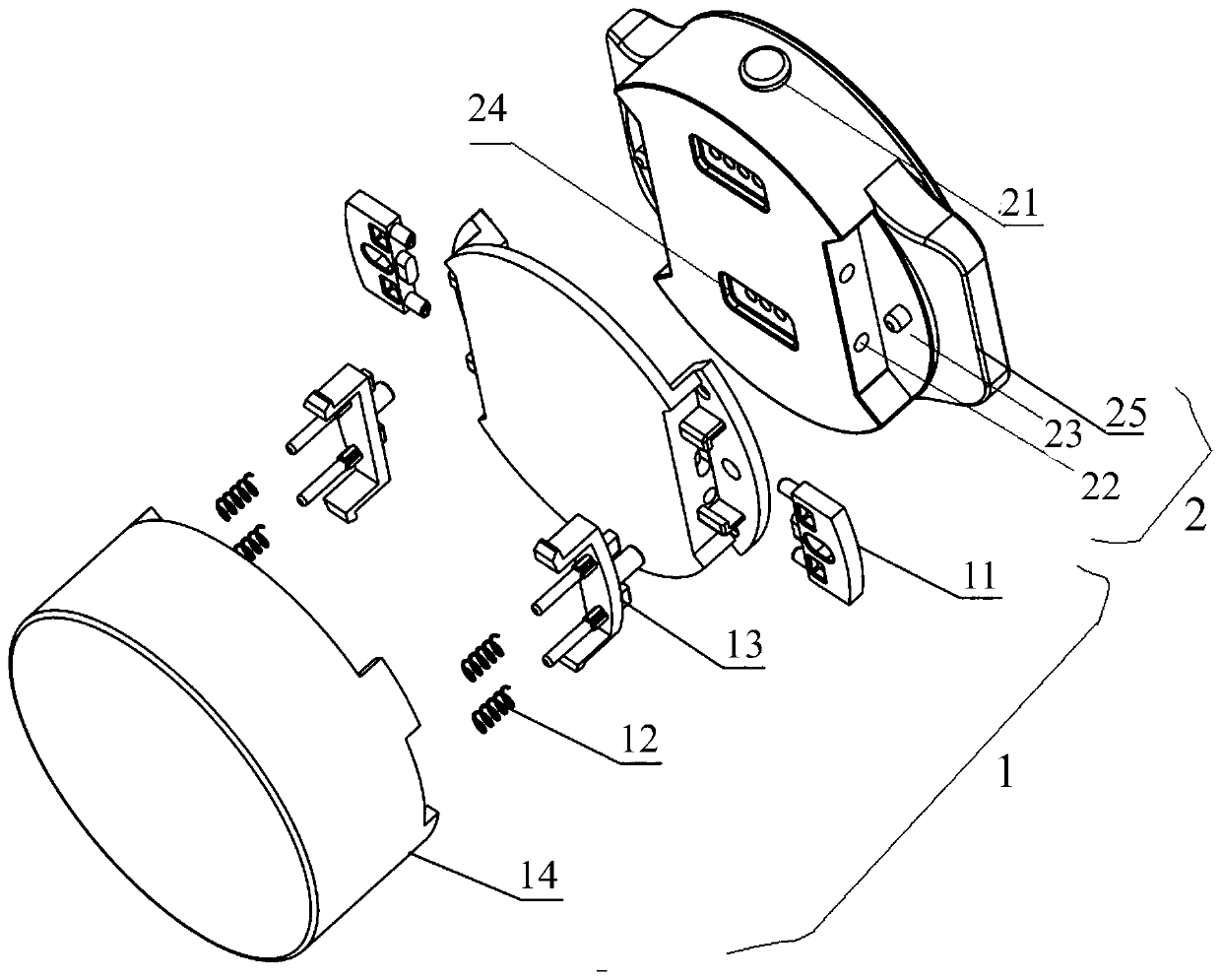 Separated chargeable electronic handcuffs