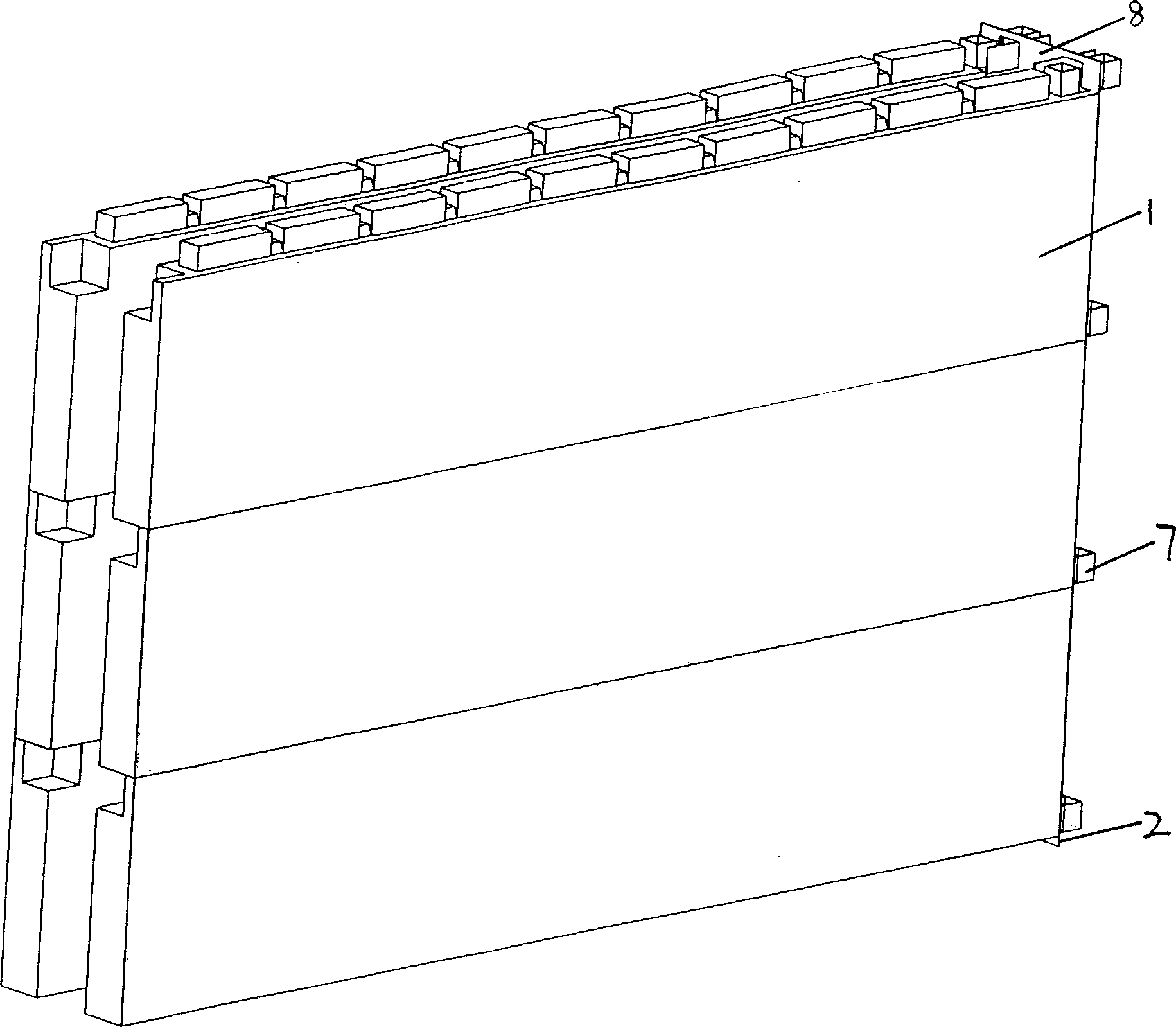 Bar mortice-tenon block assembling wall and construction method