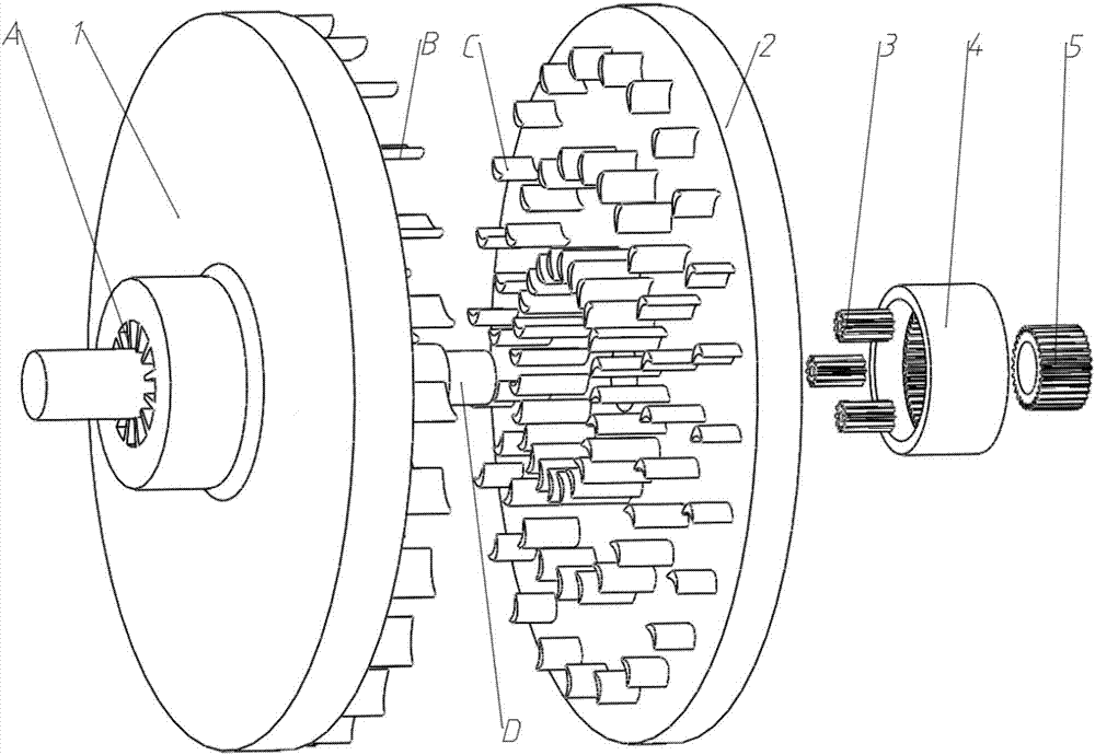 Multilevel radial flow type counterrotating turbine structure