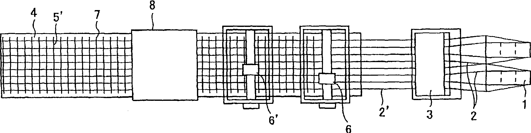 Method for continuously producing fibre reinforced synthetic resin lattice body