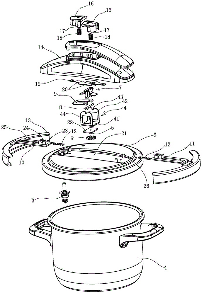 Improved clamp pressure cooker opening and closing structure