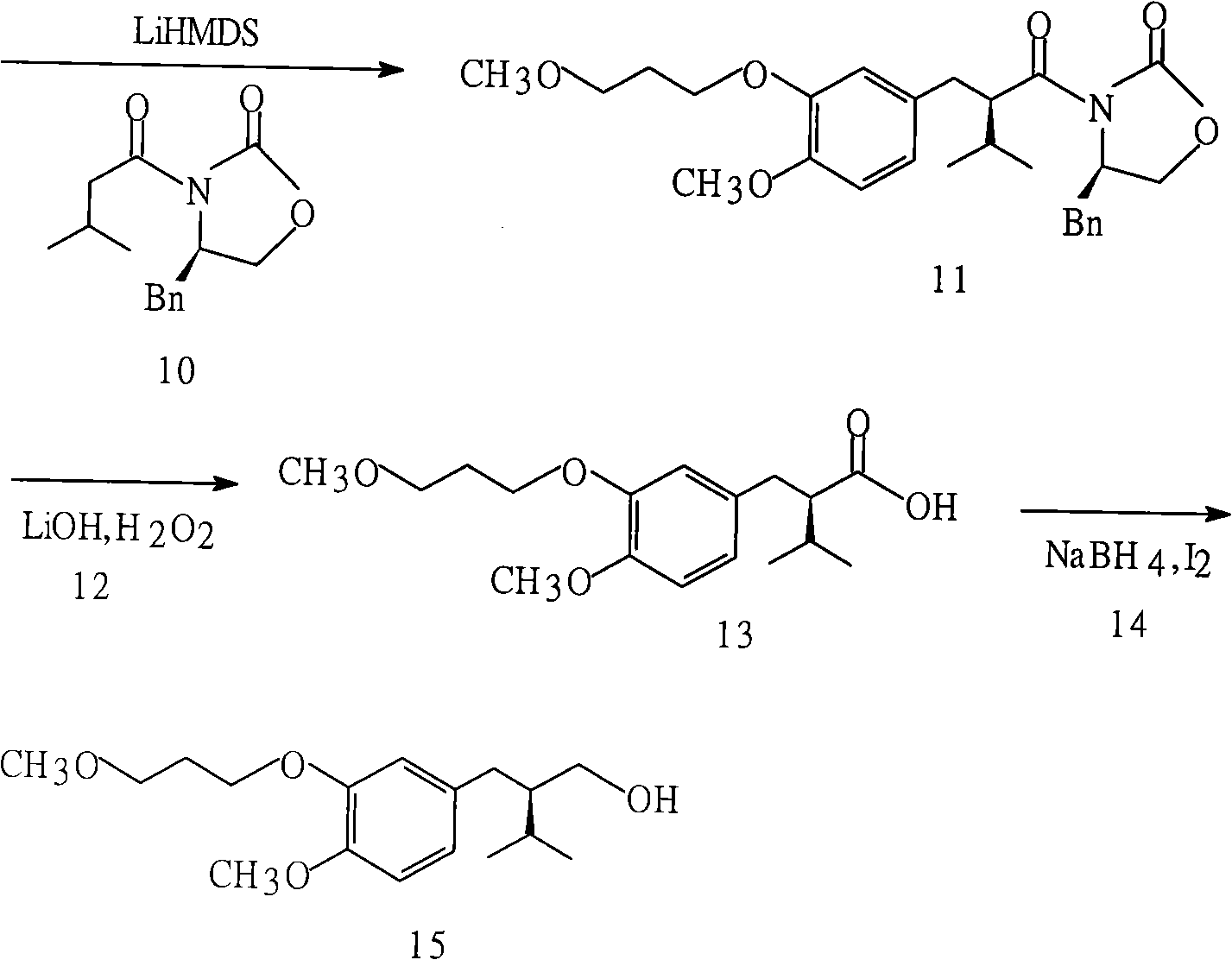 Synthetic method for mainly intermediate compounds of anti-hypertensive drug aliskiren
