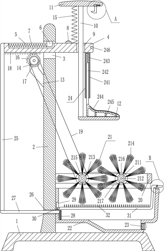 A shoe sole impurity removal machine