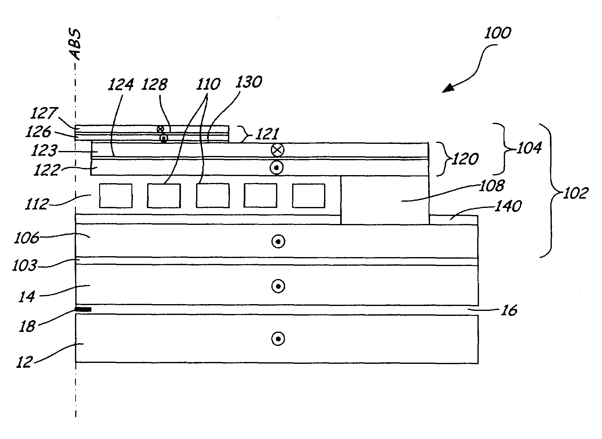 Magnetic head for perpendicular recording with suppressed side writing and erasing