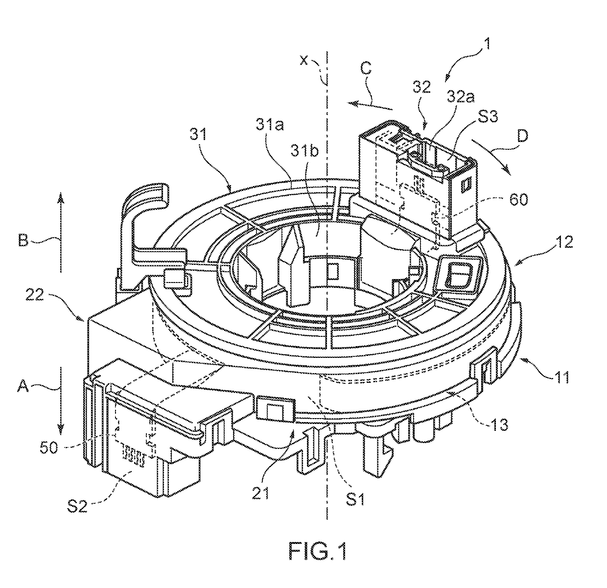 Connection structure body and rotary connector apparatus provided with connection structure body