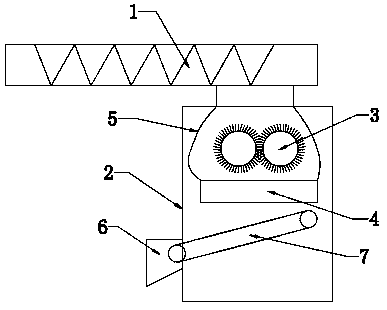 Pill material loosening and dispersing device for shot blasting machine