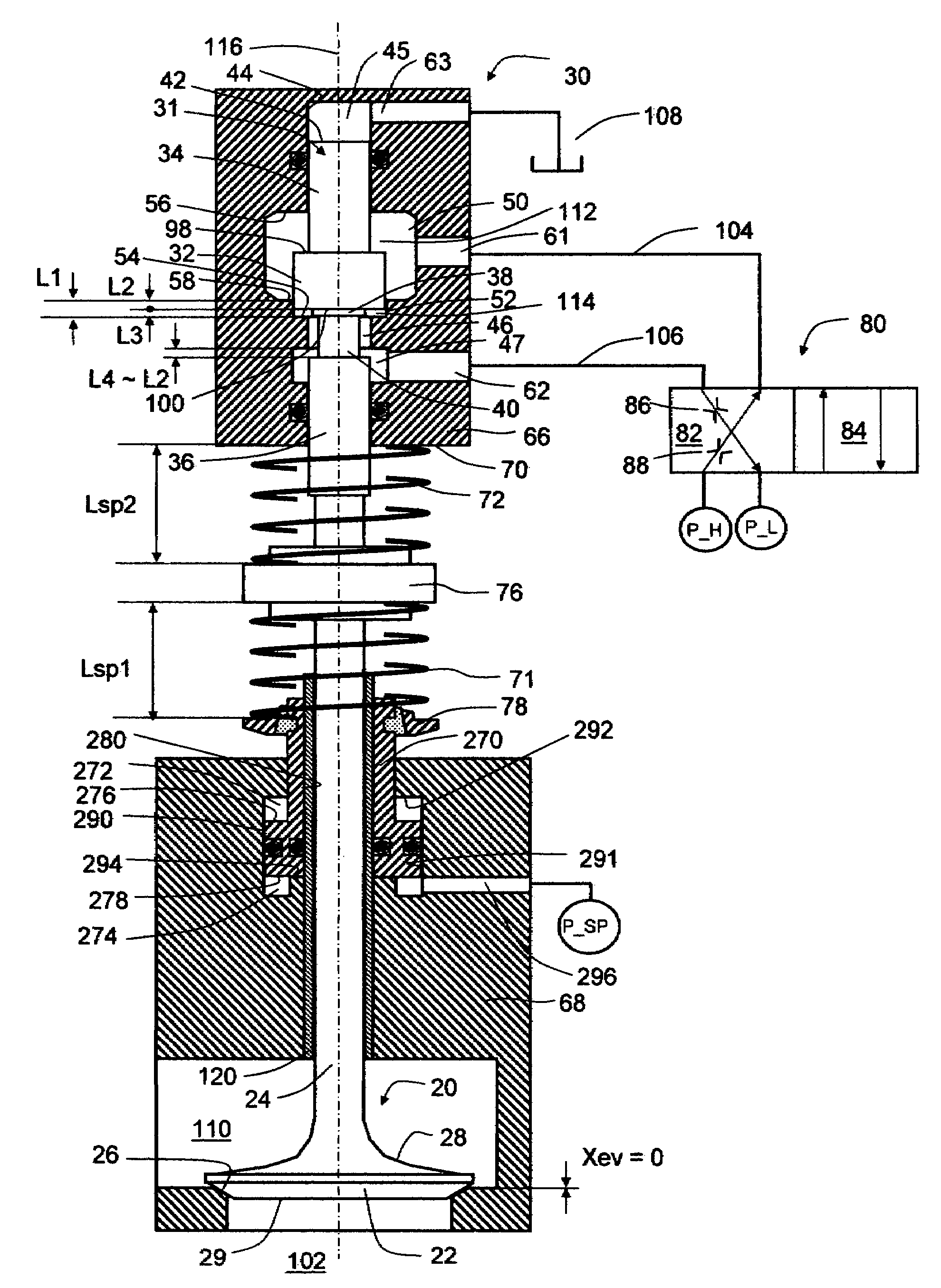 Variable valve actuator with latch at one end