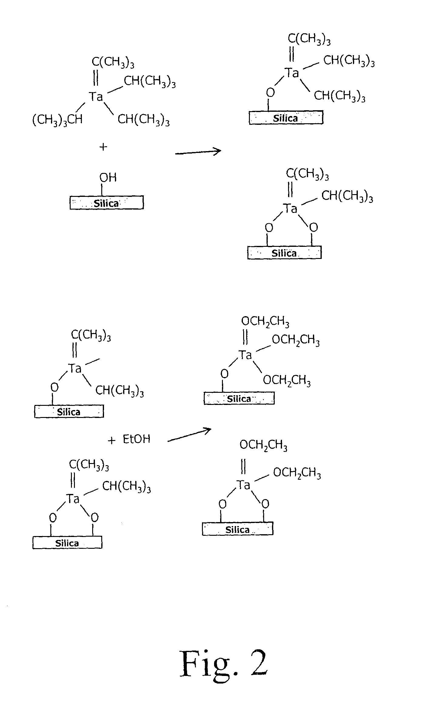 Tethered catalyst processes in microchannel reactors and systems containing a tethered catalyst or tethered chiral auxiliary