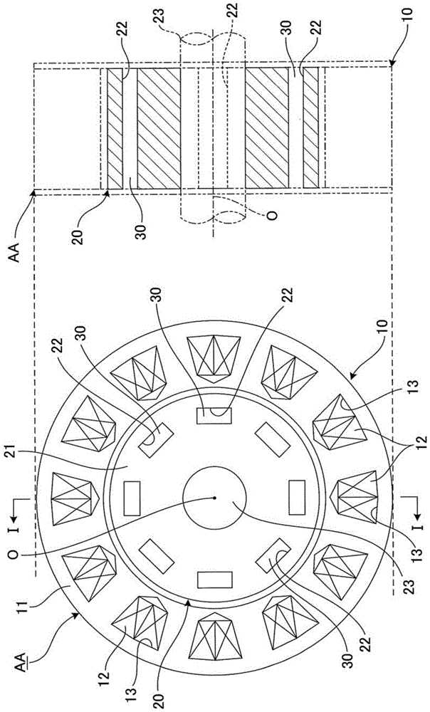 Magnet insertion device and method for rotor core magnet insertion hole