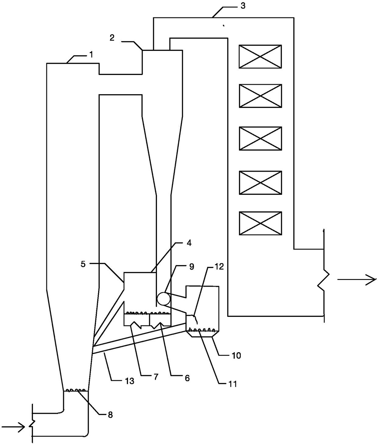 Rapid variable-load circulating fluidized bed boiler