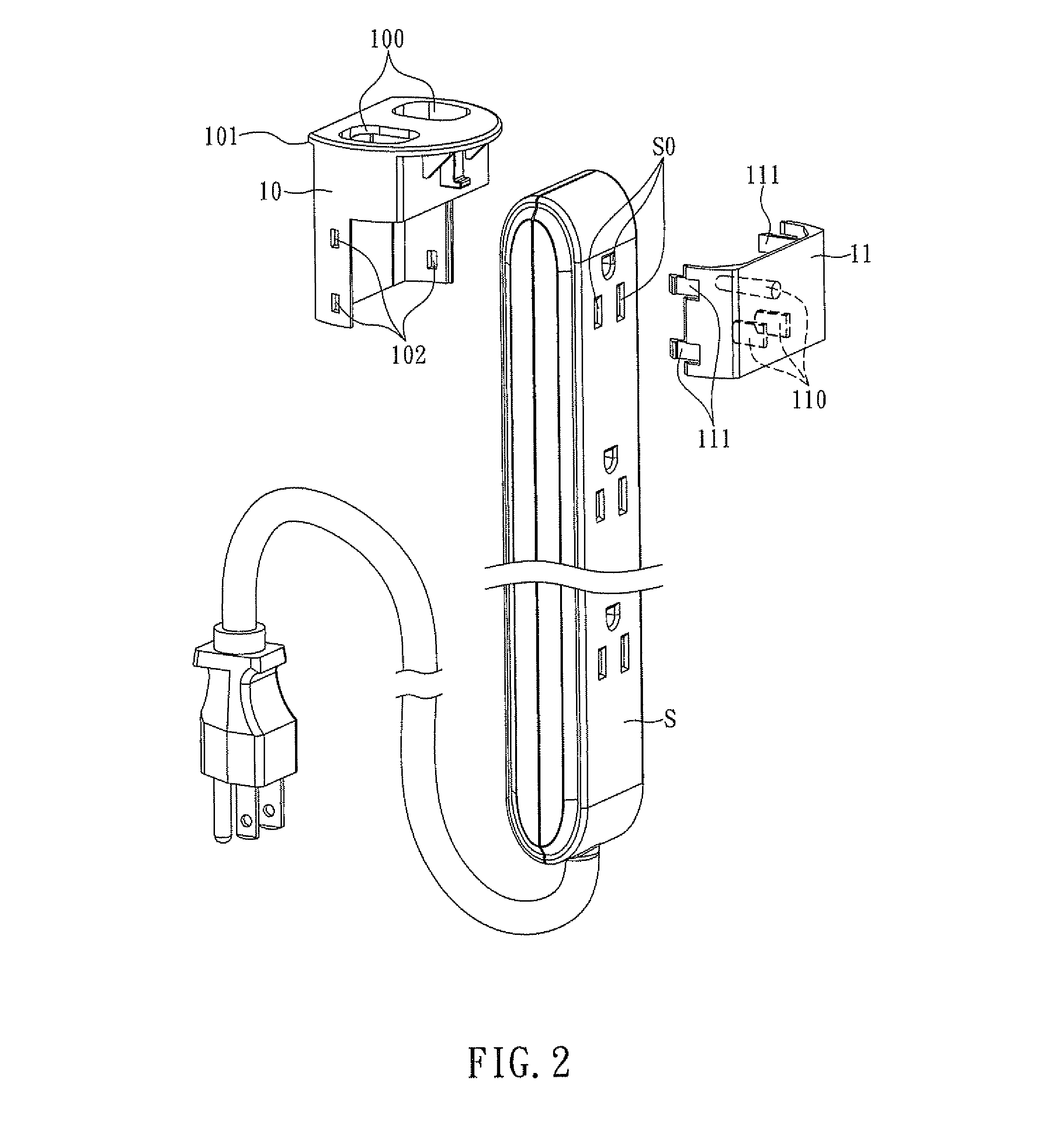 Power strip hanging device and structure