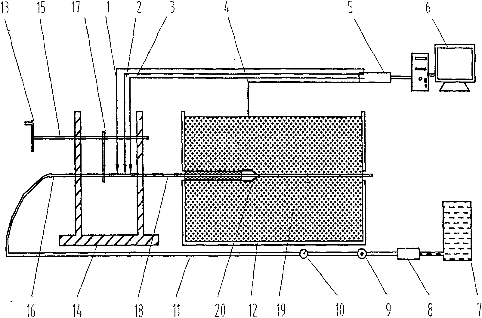 Experimental device capable of forecasting slurry performance in emulating horizontal directional drilling construction