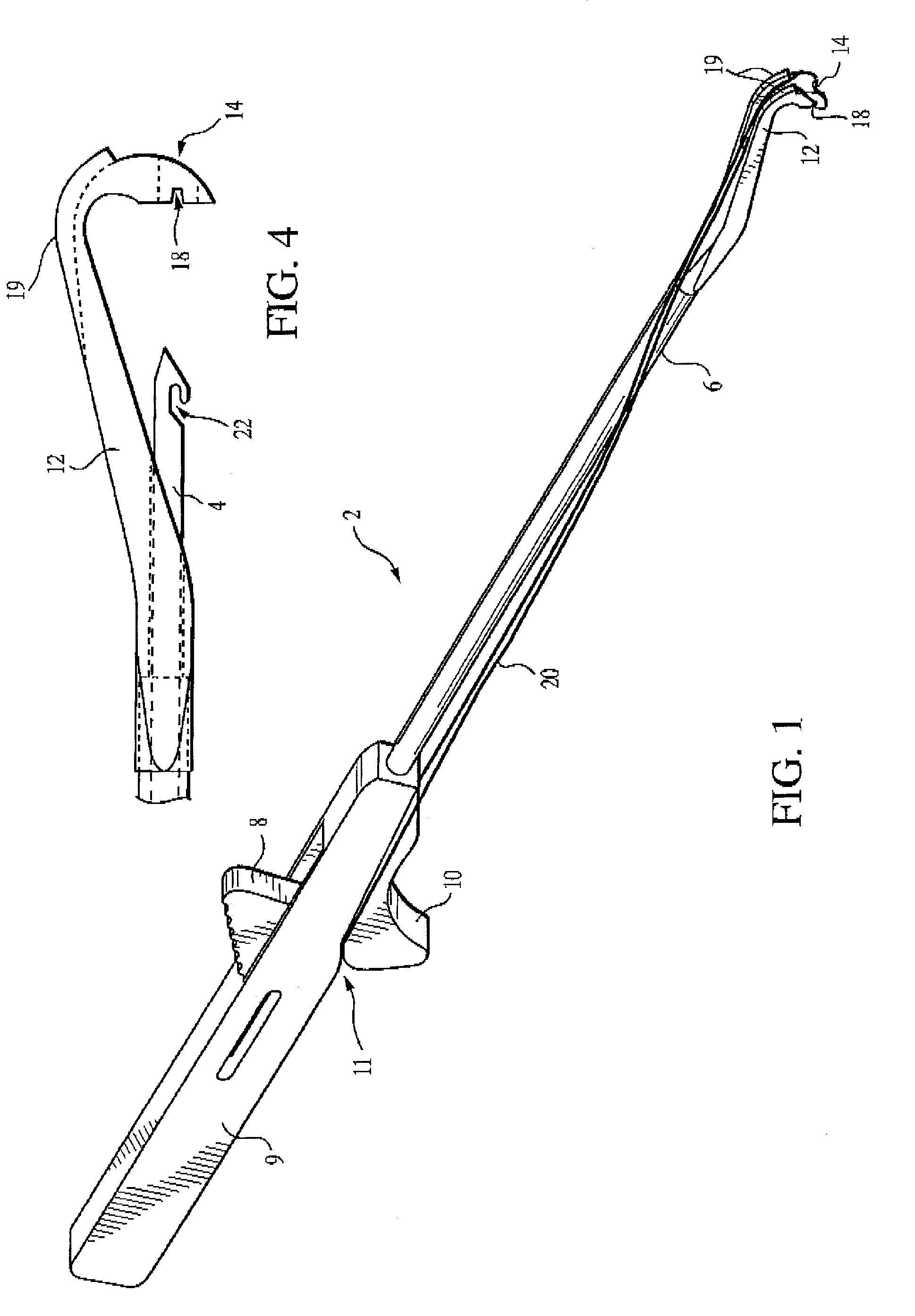 Meniscal suturing instrument and method