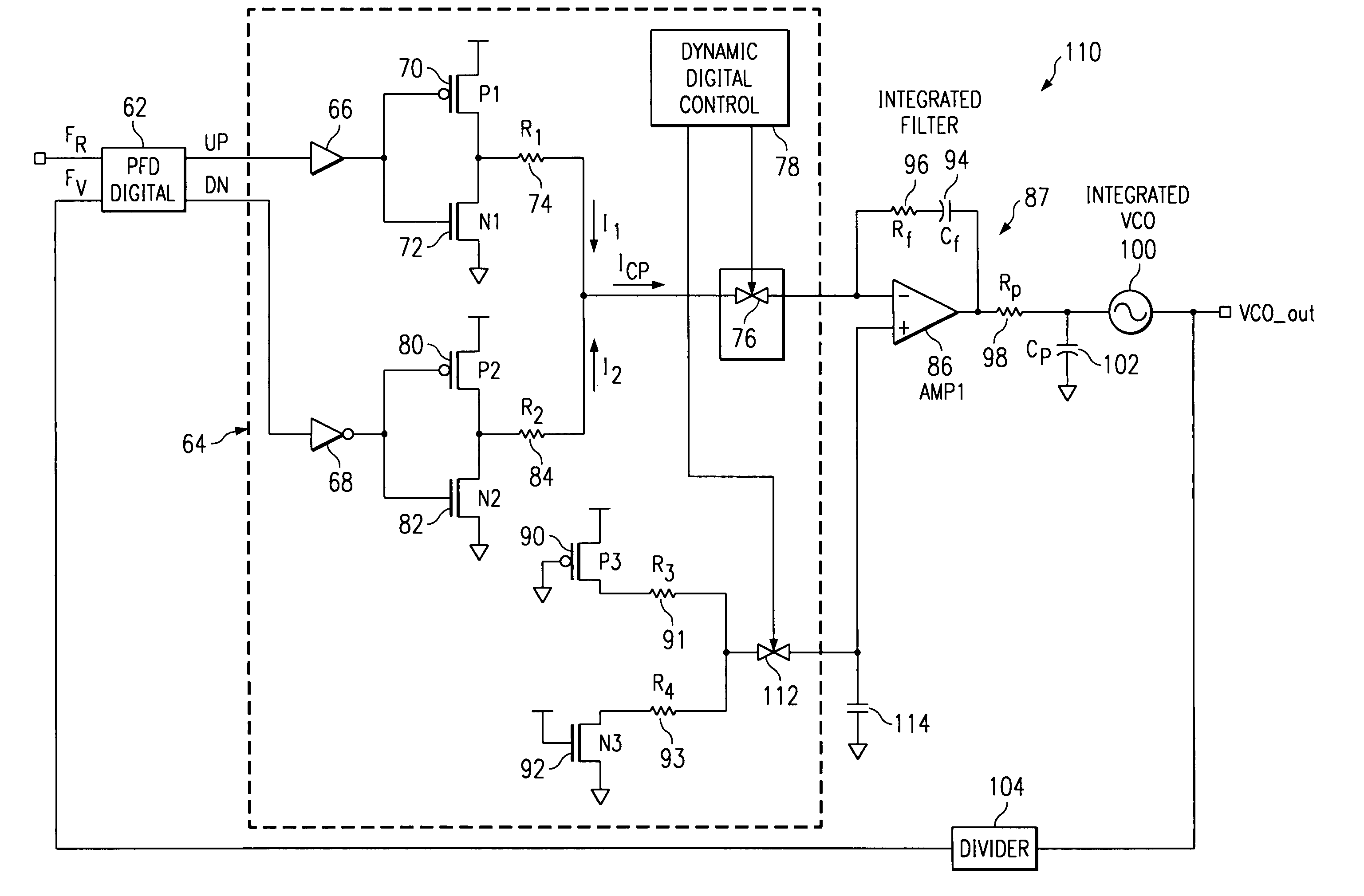 Charge pump phase locked loop with improved power supply rejection