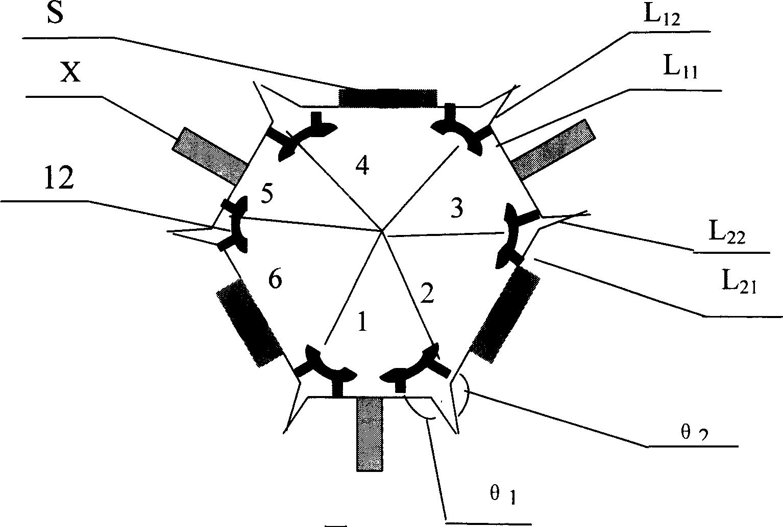 Four-polarization six-sector array omnidirectional antenna