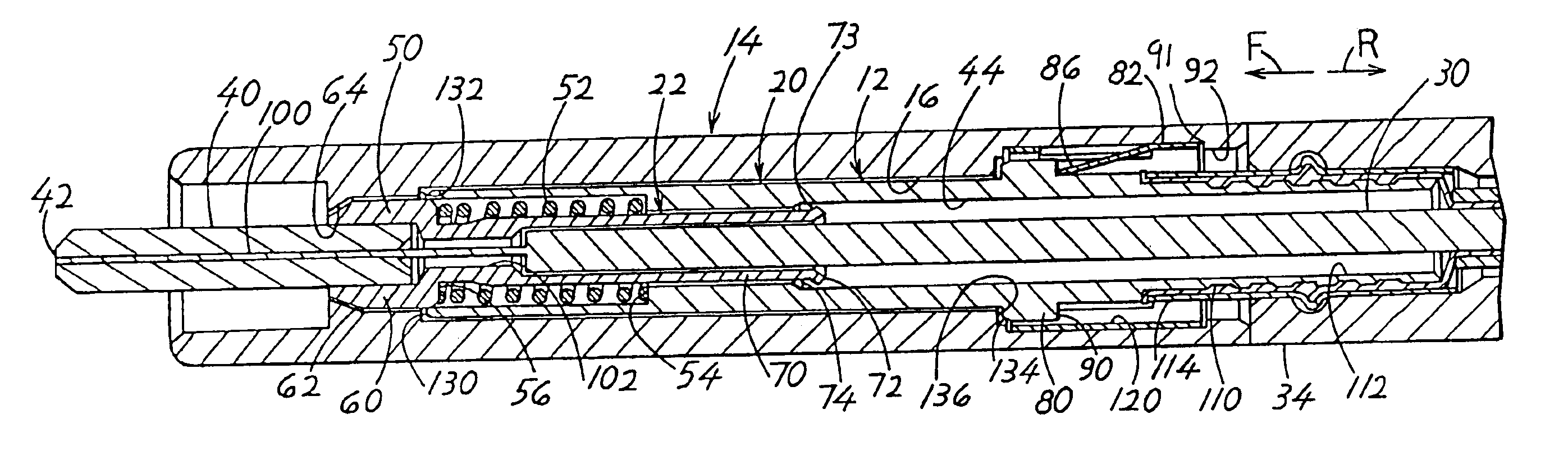 Optic fiber connector with spring in a self-contained cartridge ...