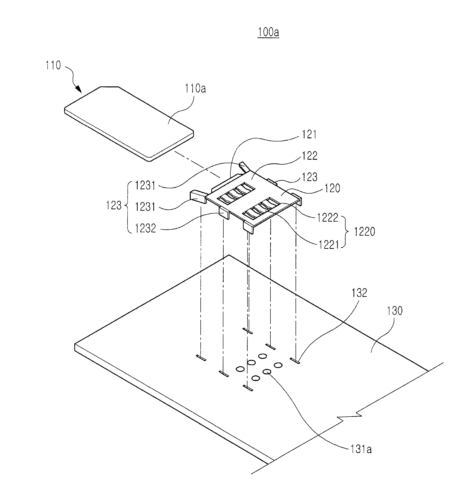 Sim card connecting device for portable electronic device
