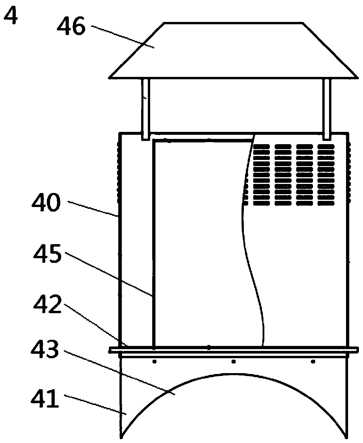 Pressure relieving dust preventing and filtering system for dual-sealing arch-shaped material guiding chute