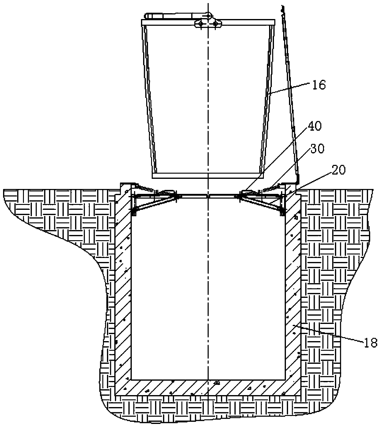 Buried type ground surface safety protection structure and buried type garbage collection device