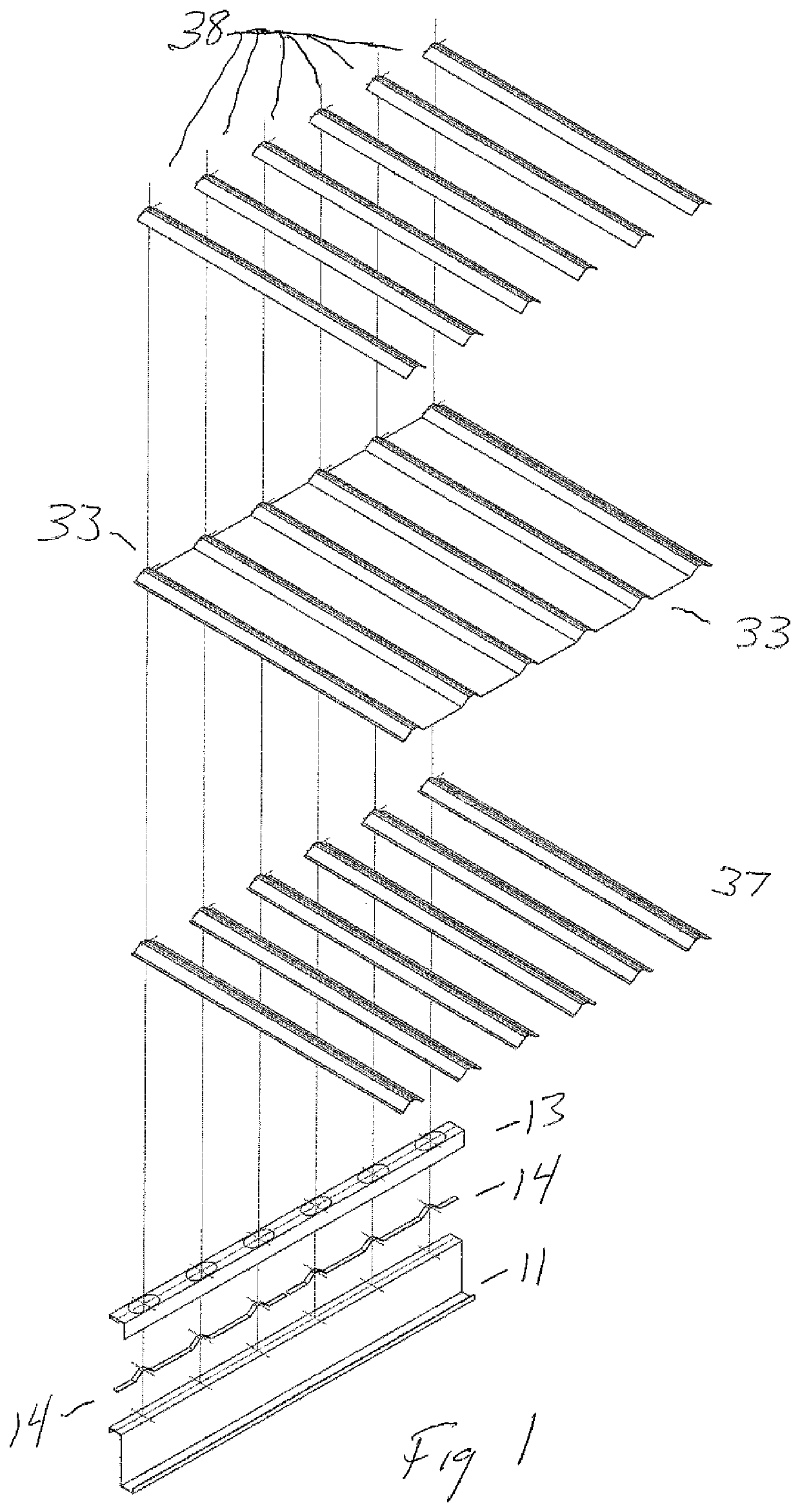 Metal roof/wall apparatus including sliding clips