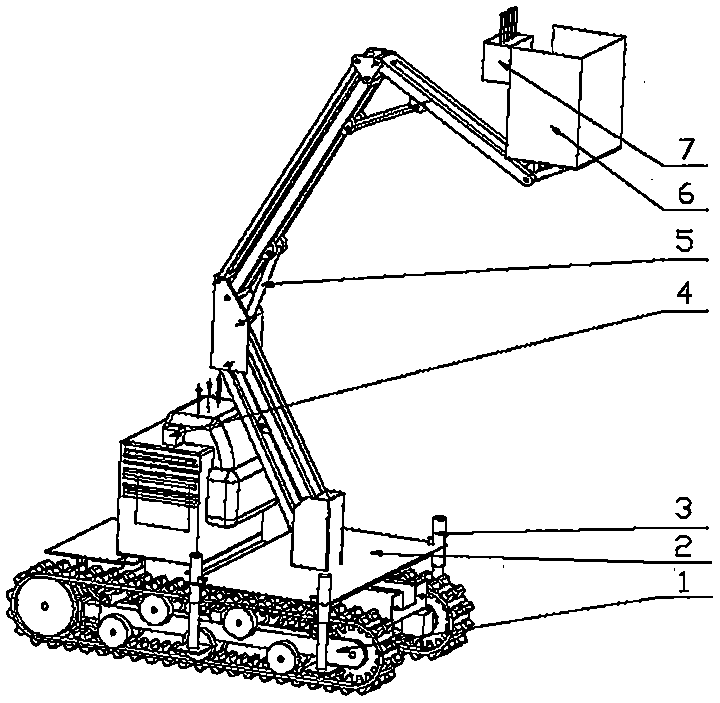 Balance alarm and real-time protective device for aerial working platform of crawler travelling vehicle