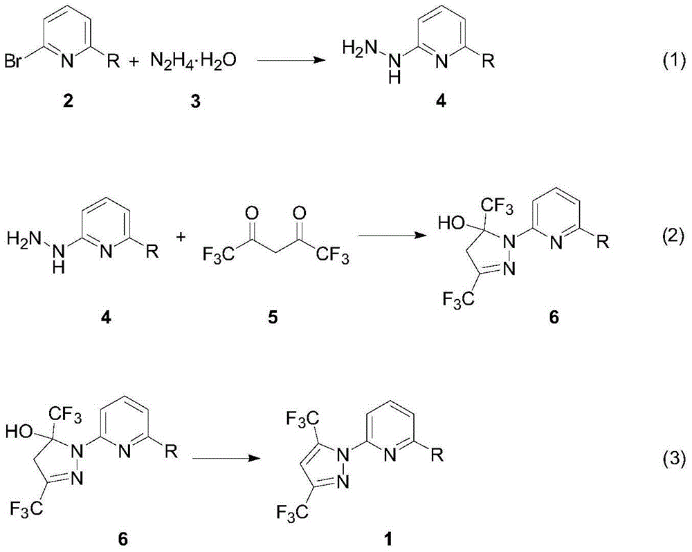 Synthesis method of (3,5-bistrifluoromethylpyrazolyl)pyridine derivatives
