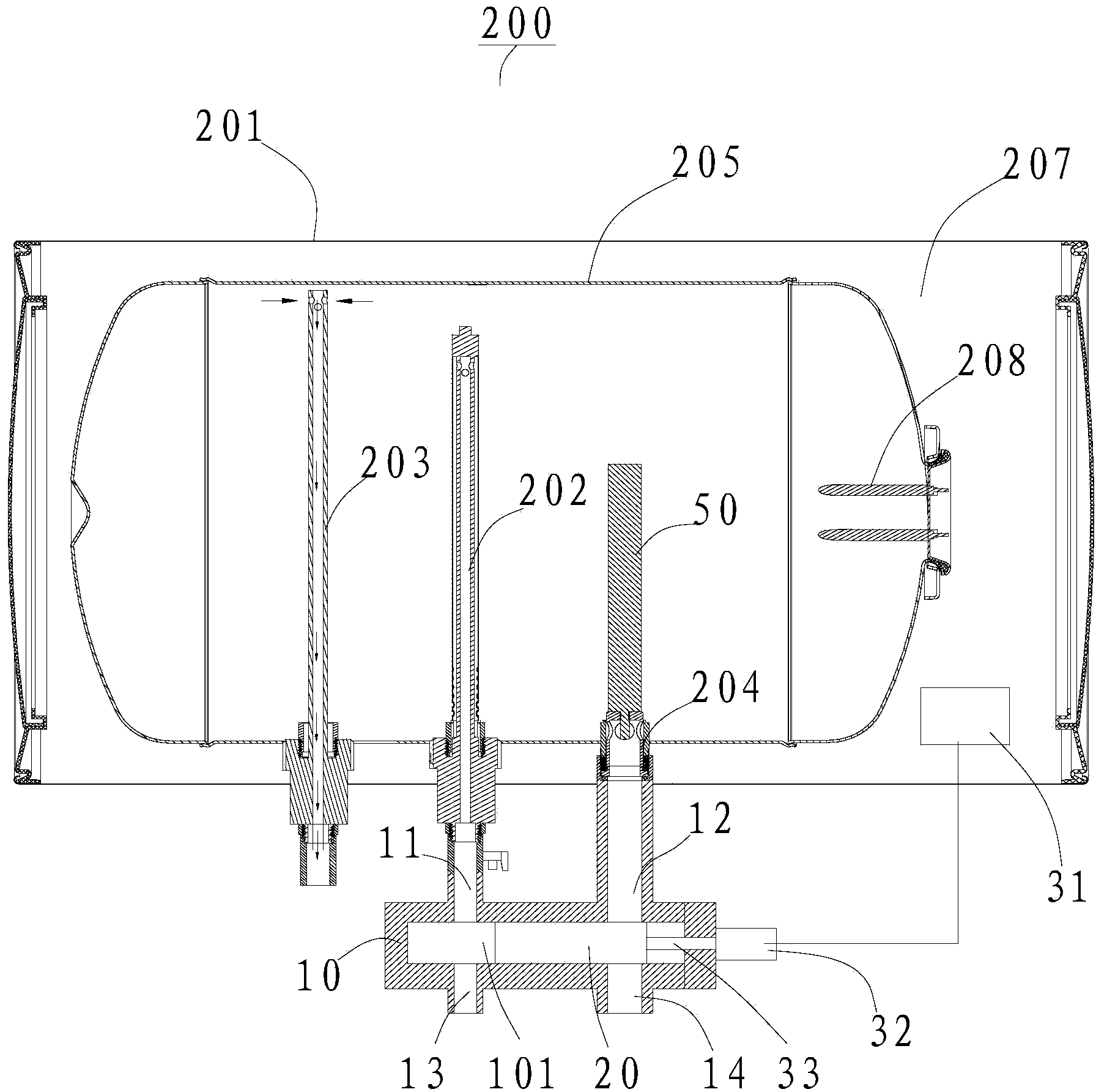 Electric water heater and water supply and discharge device for same