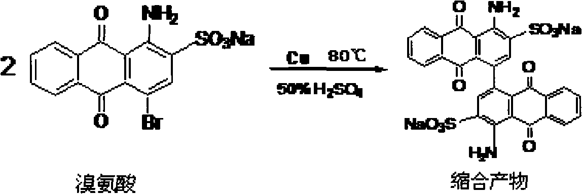 Integrated method for catalyzing condensation reaction of bromamine acid by using solid acid and degrading waste water produced by condensation reaction