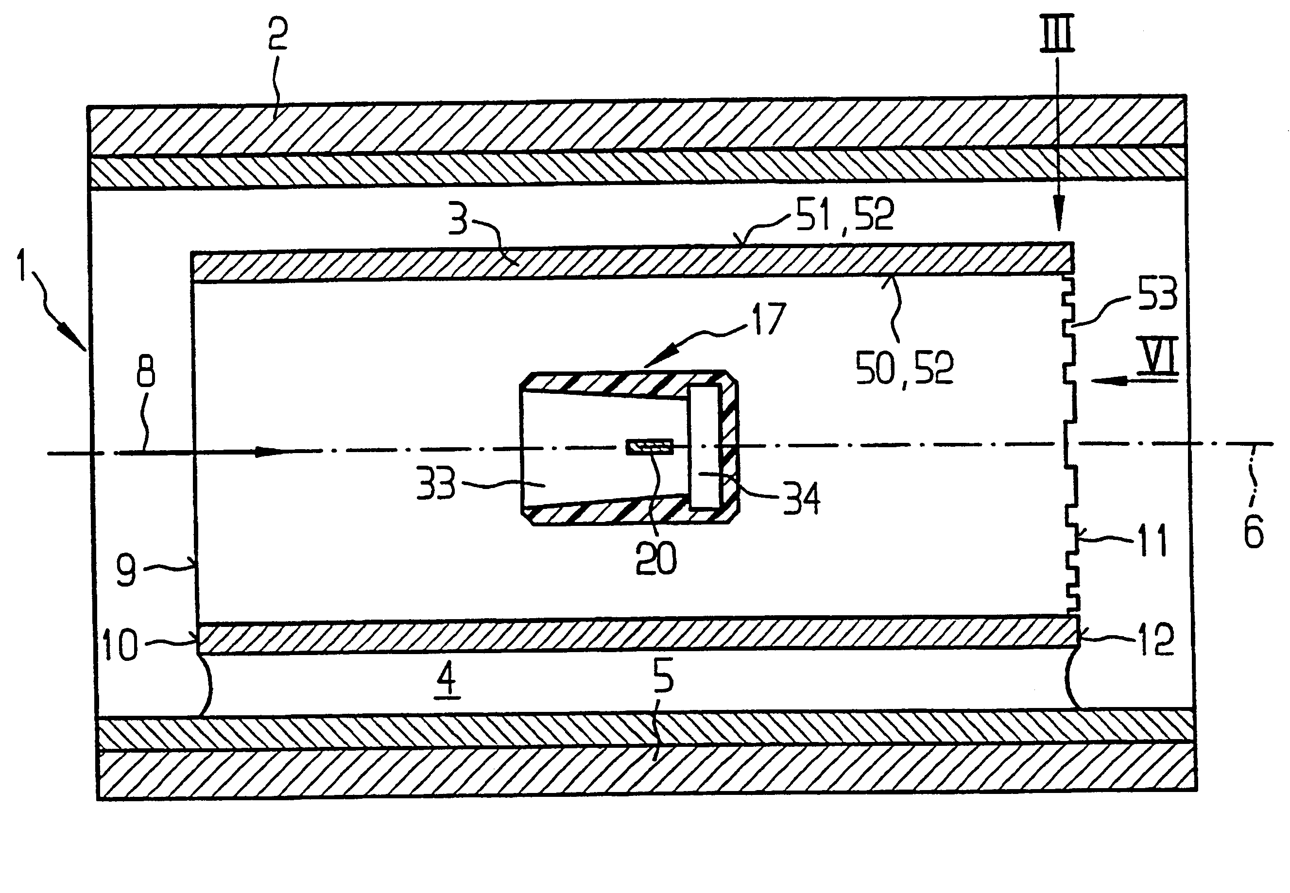 Device for measuring the mass of a flowing medium