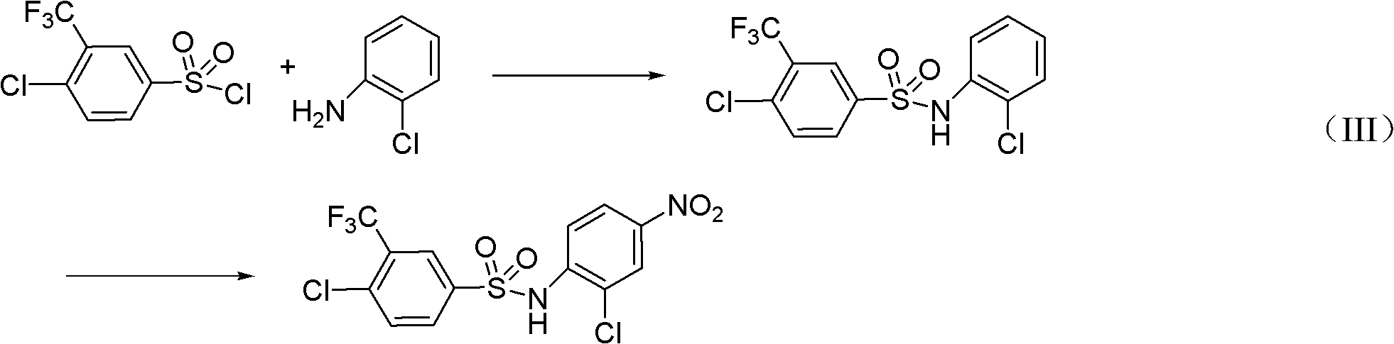 Preparation method for N-(2- chlorine-4-phenyl)-4- chlorine-3-trifluoromethyl benzene sulfonamide
