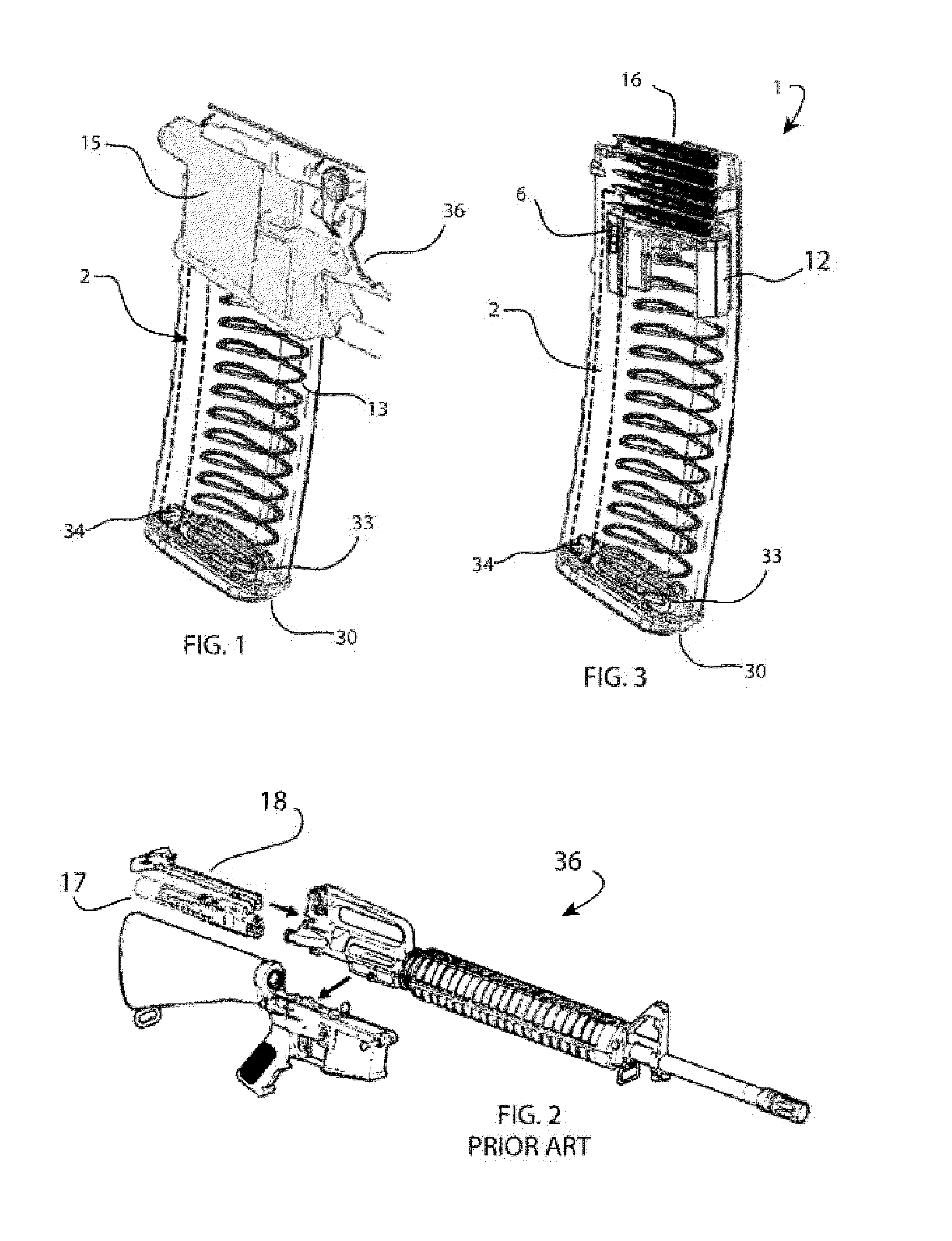 Wireless dual module system for sensing and indicating the ammunition capacity of a firearm magazine