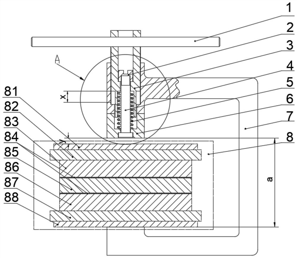 Elastic pressing device for antenna processing