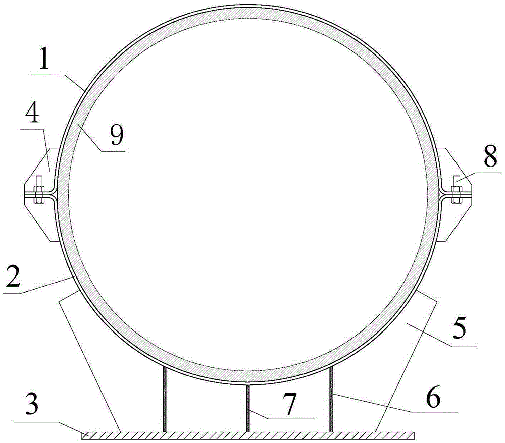 A saddle support for fixing oil and gas pipelines in underwater tunnels