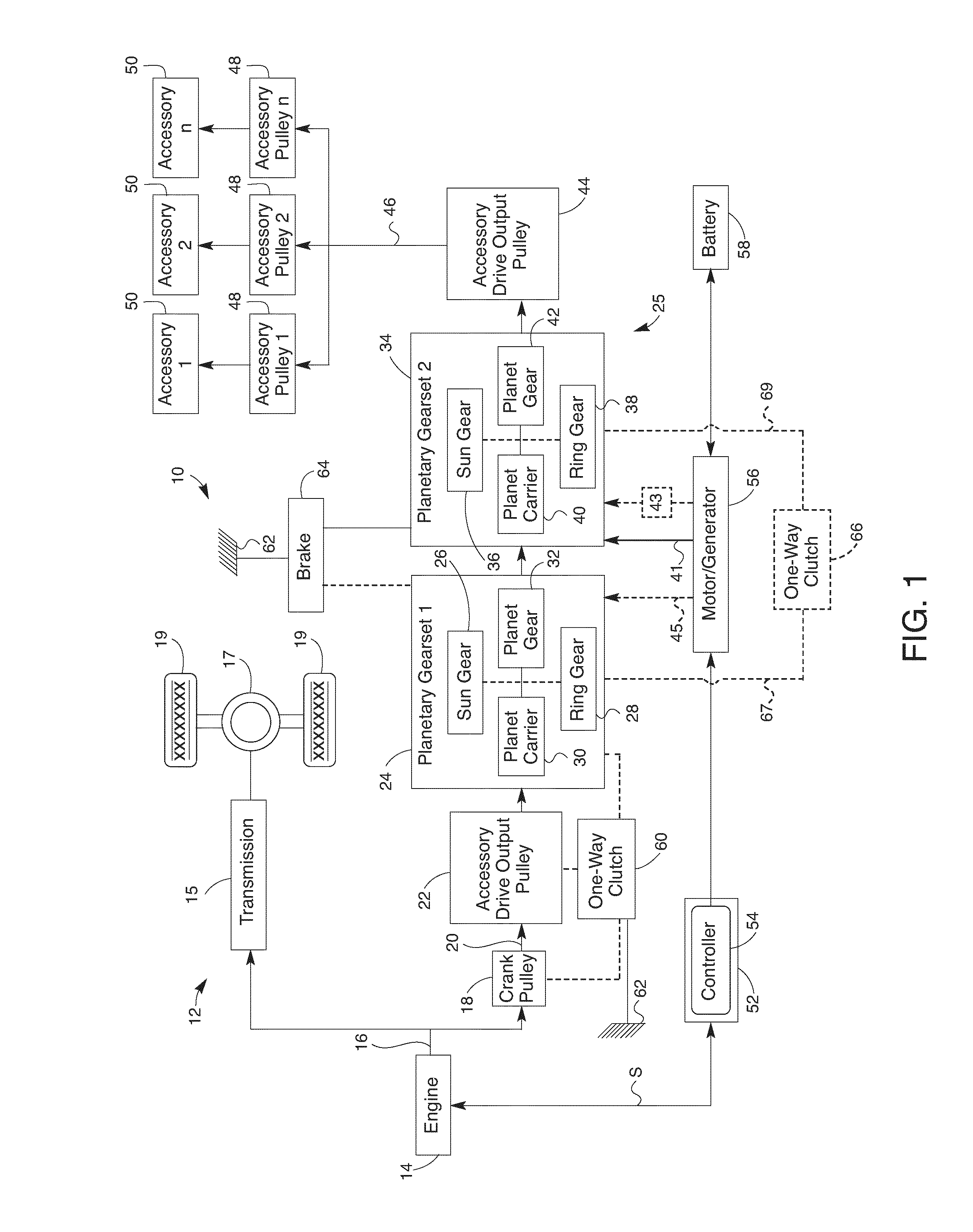 Variable-speed motor-generator accessory drive system