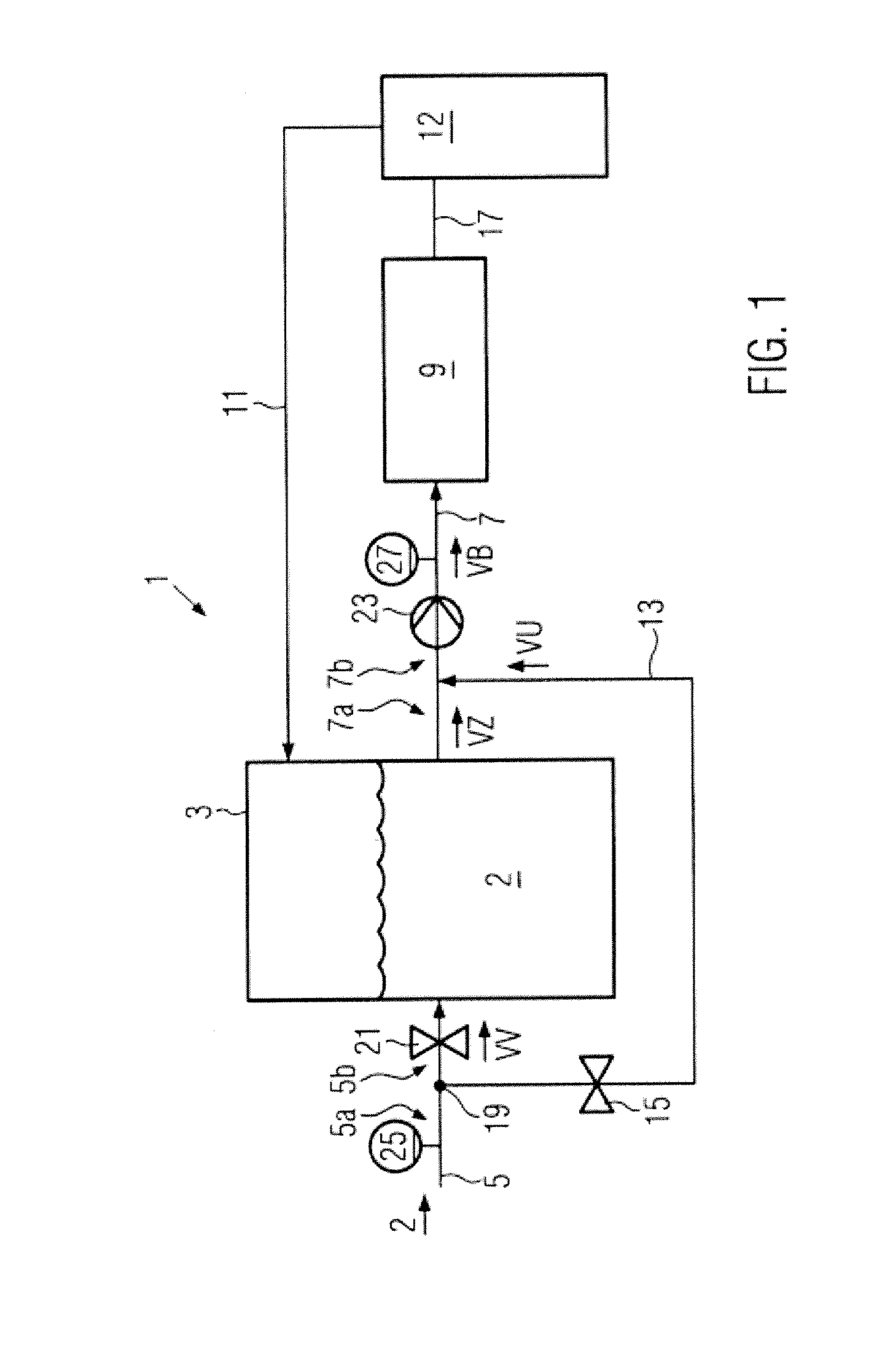 Device and method for providing a liquid product to be reused and to be treated