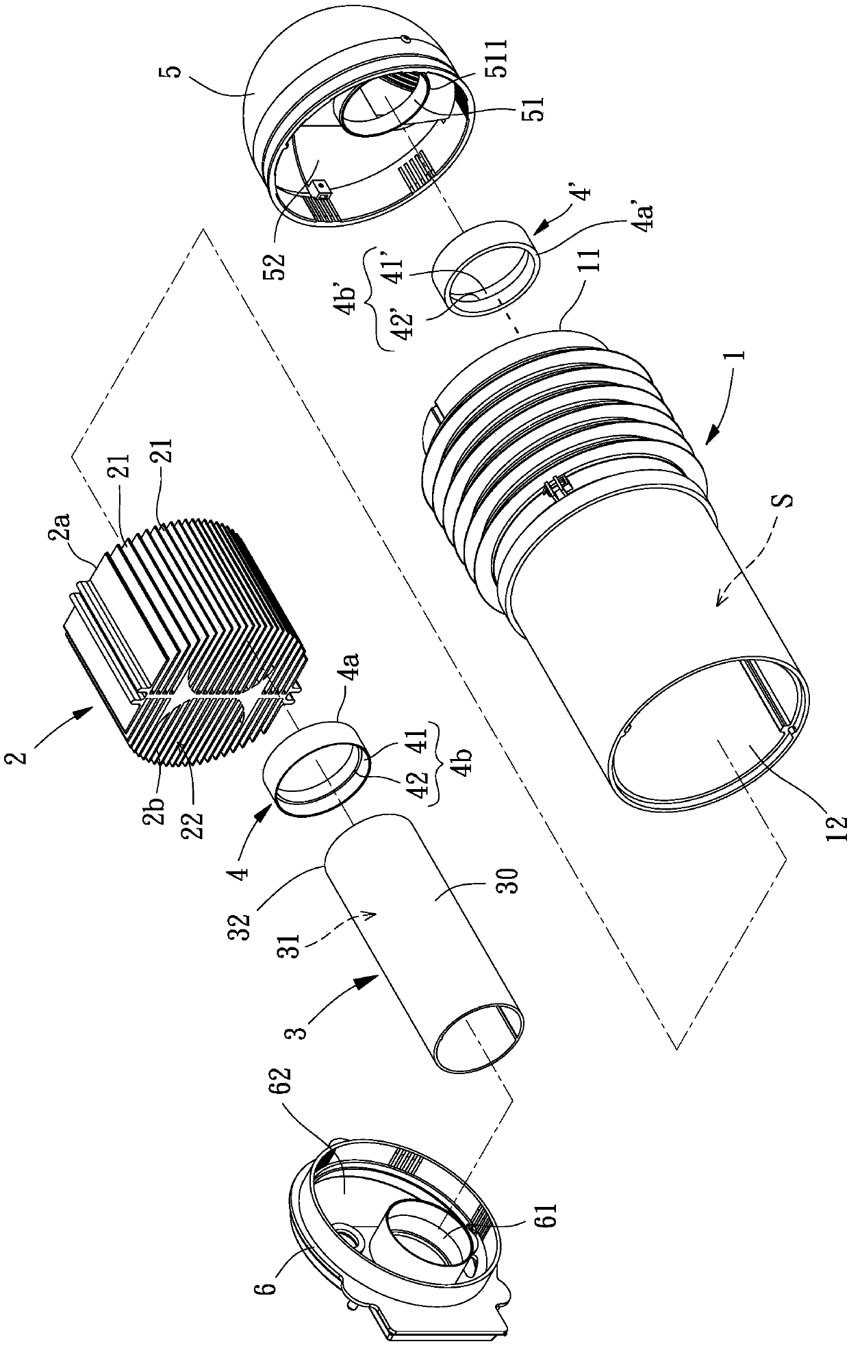 Air guide pipe of airflow exchange device