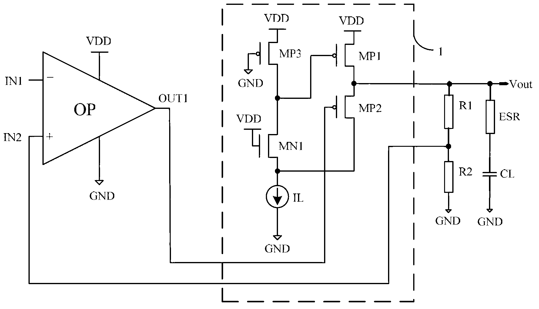 Low drop-out linear voltage stabilizer and regulation circuit thereof