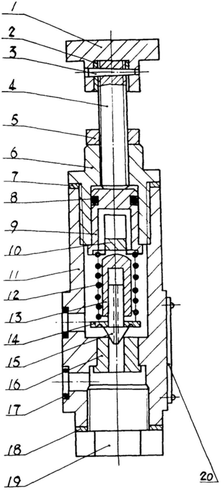 Direct-acting overflow valve, direct-acting overflow valve group and hydraulic overflow loop