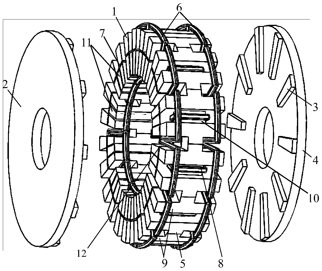 Stator division type axial flux switching type mixed excitation synchronous motor