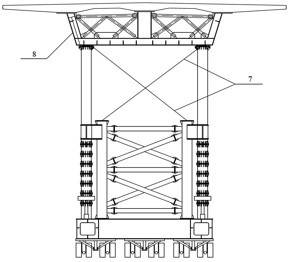 Liftable high-bracket trolley and adjacent-span forming and whole-span longitudinal moving mounting process for bridge