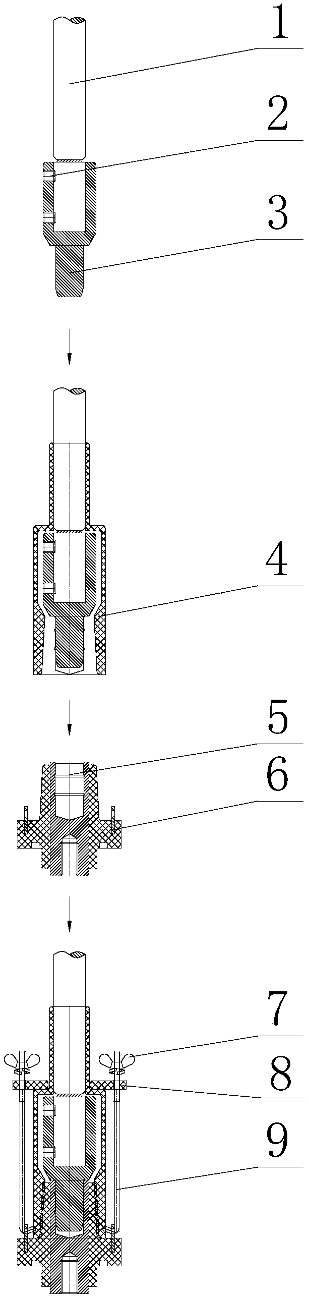 Transformer sealing terminal and installation fabrication process thereof