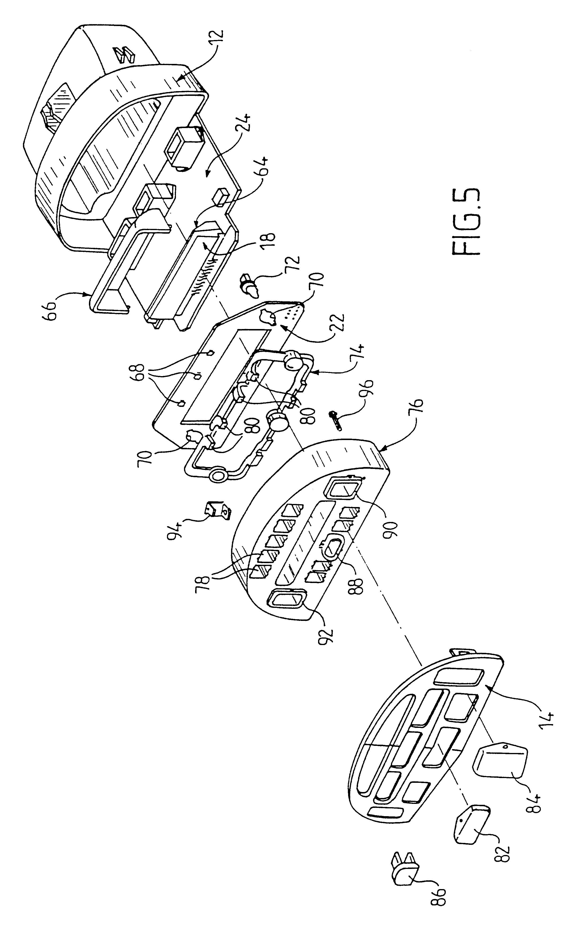 Control panel with a printed circuit, in particular for a motor vehicle