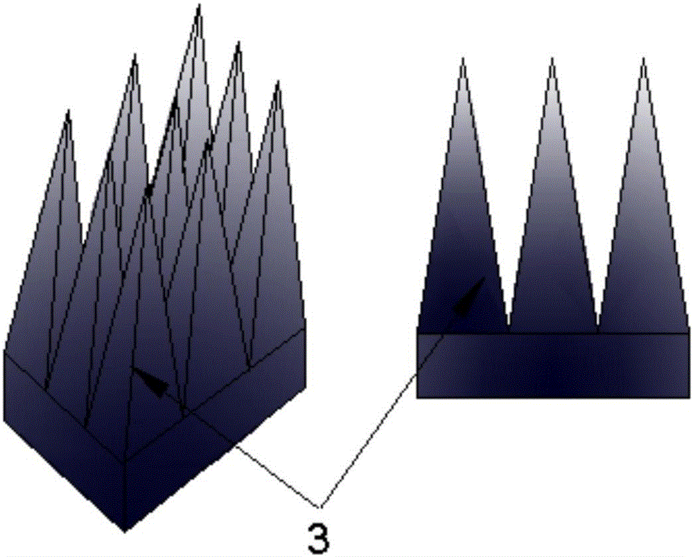 Method and structure for installing pyramid wave-absorbing material at wall internal corner
