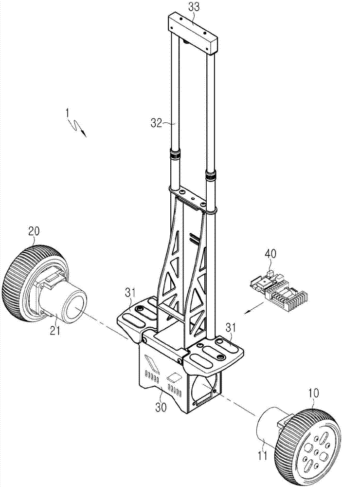 Traveling method of two-wheeled self-balancing scooter maintaining straight traveling when external force is generated