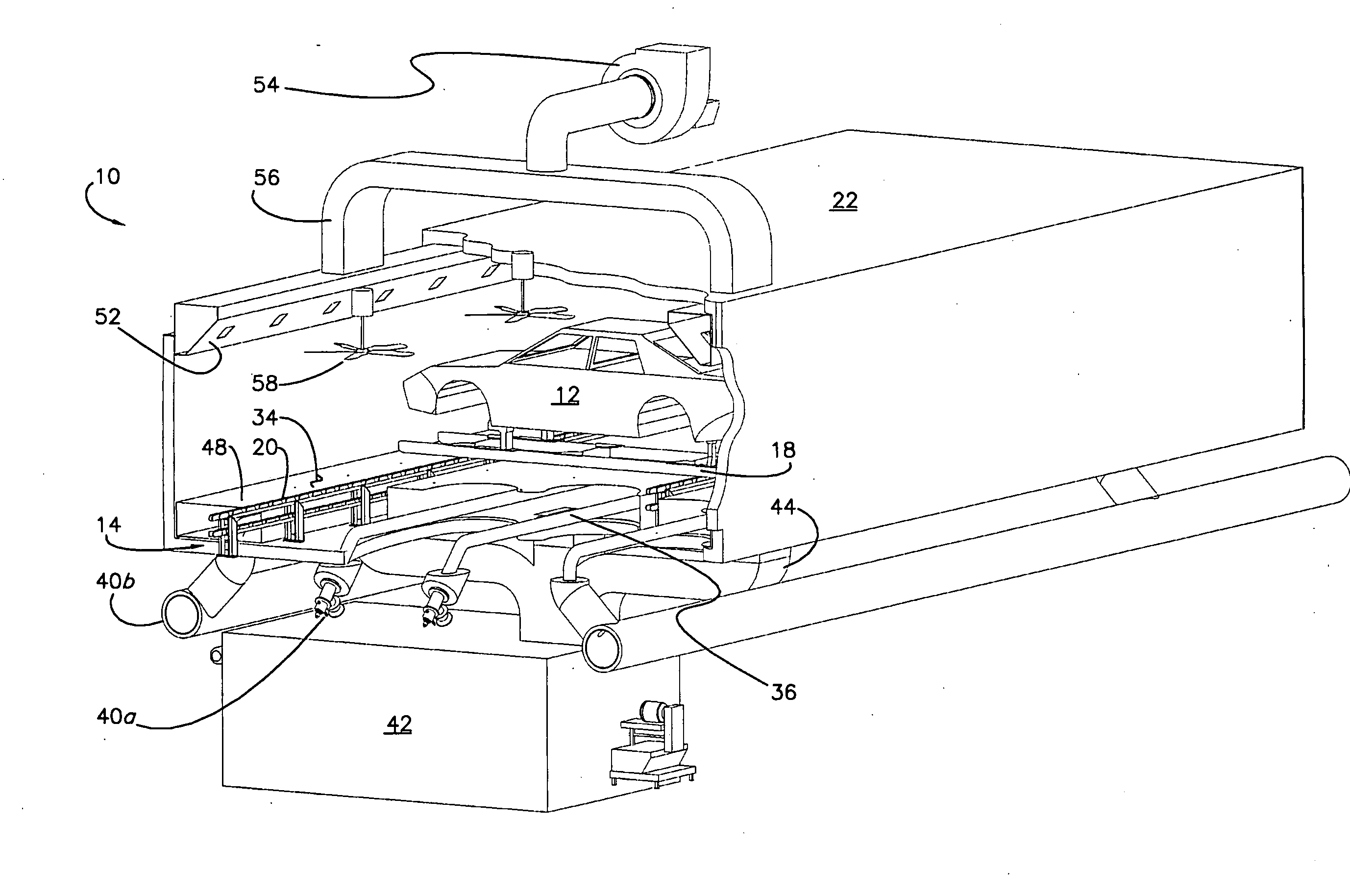 Transverse oven and method of baking workpieces
